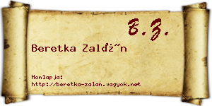 Beretka Zalán névjegykártya